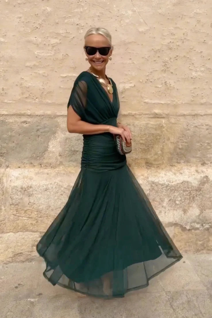 Helena - Elegante vestido largo de fiesta con escote en V