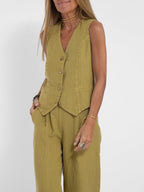LIDIA – Conjunto elegante de dos piezas con chaleco y pantalón de pierna ancha