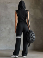 Daniela - Conjunto sudadera deportiva retro con capucha y rayas