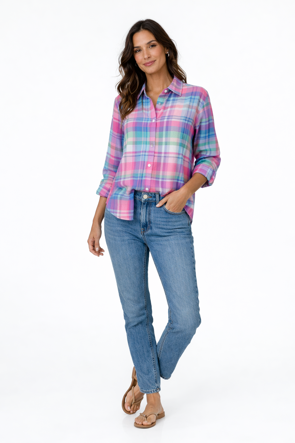 Blusa a cuadros colorida