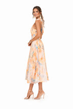 Esther - Vestido de Cuello Halter con Estampado de Acuarela