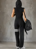 Daniela - Conjunto sudadera deportiva retro con capucha y rayas