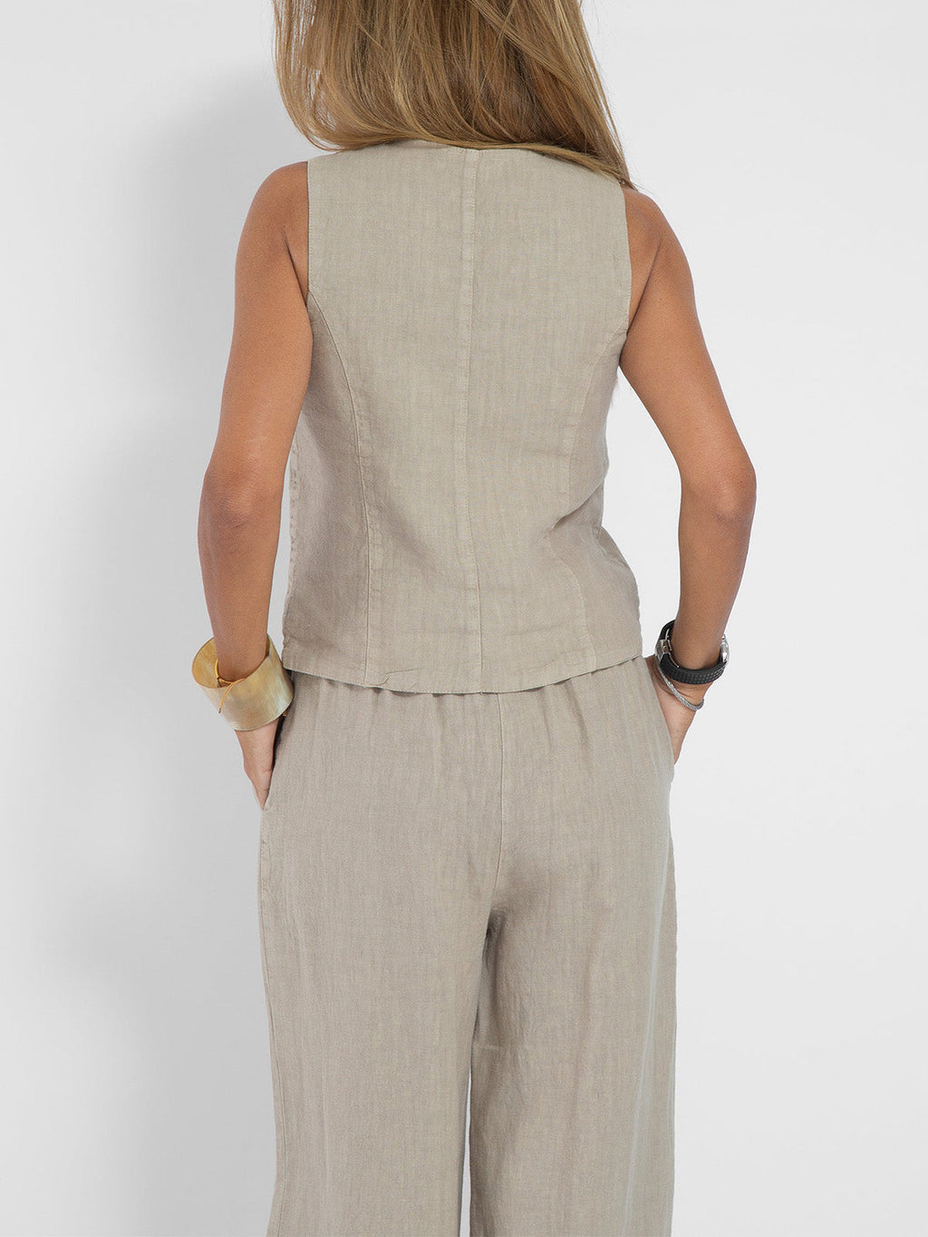 LIDIA – Conjunto elegante de dos piezas con chaleco y pantalón de pierna ancha