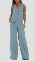 LIDIA – Conjunto elegante de dos piezas con chaleco y pantalón de pierna ancha