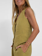 LIDIA – Conjunto elegante de dos piezas con chaleco y pantalón de pierna ancha