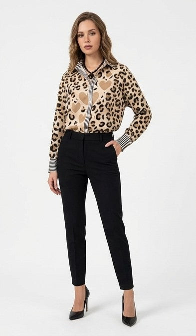 Maria-Blusa vintage con estampado de leopardo