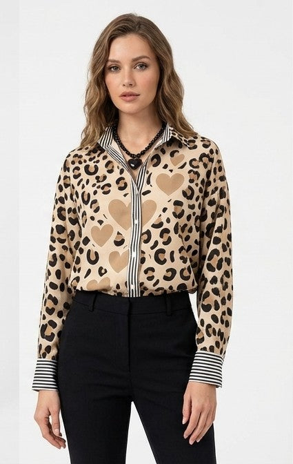 Maria-Blusa vintage con estampado de leopardo