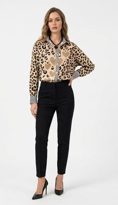 Maria-Blusa vintage con estampado de leopardo
