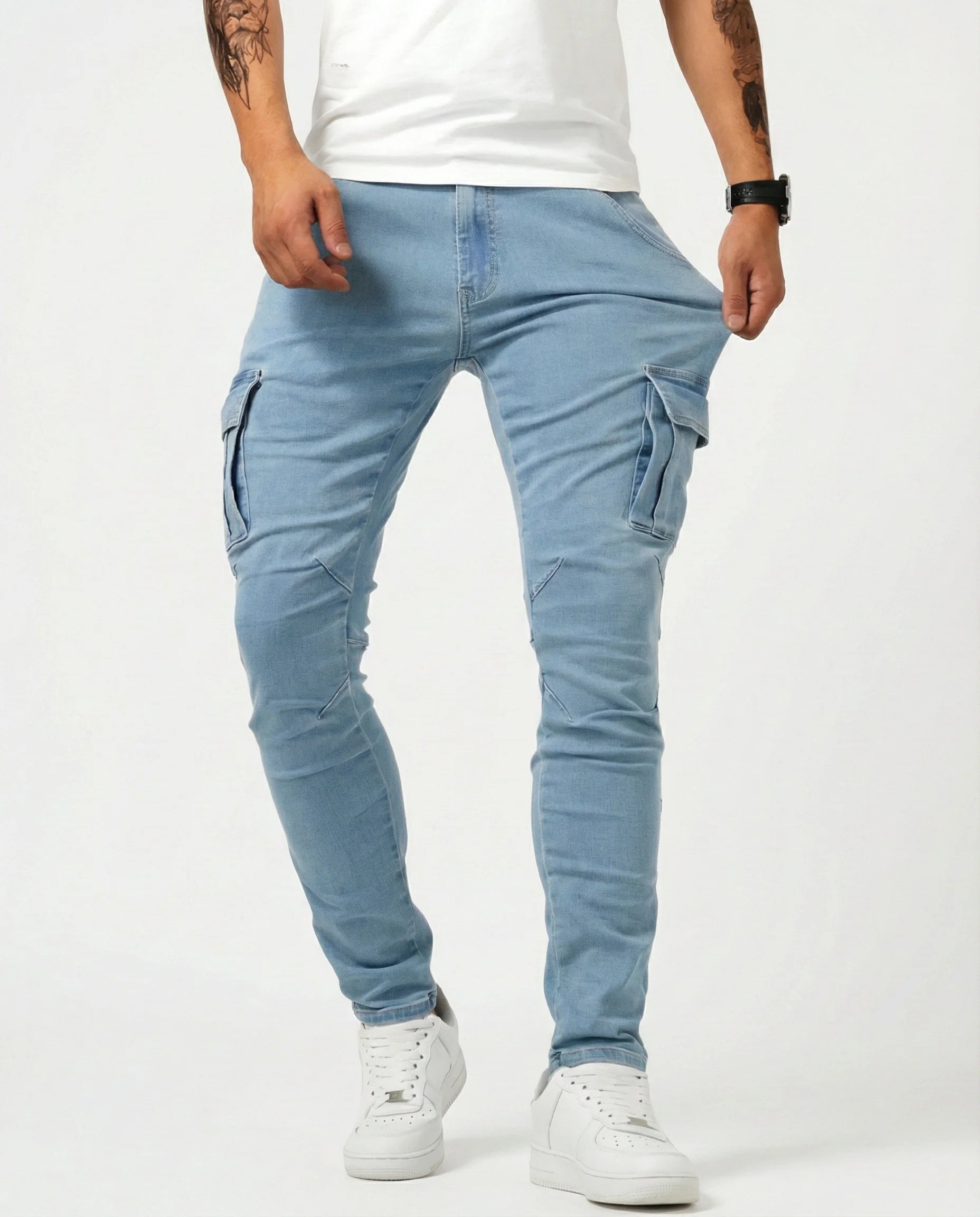 Pantalón Cargo Marino Elástico