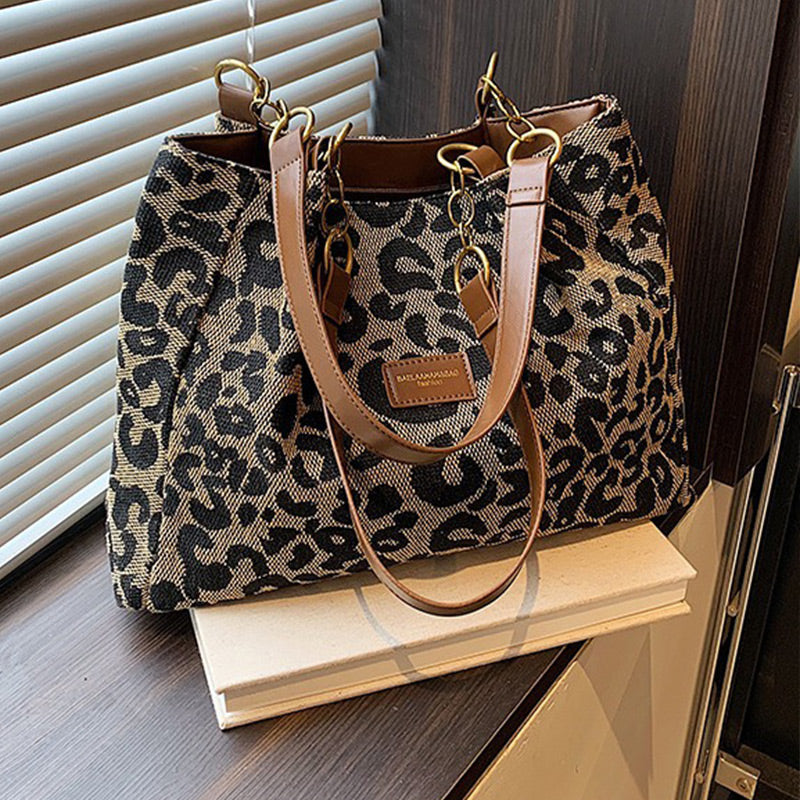 Bolso tote con estampado de leopardo