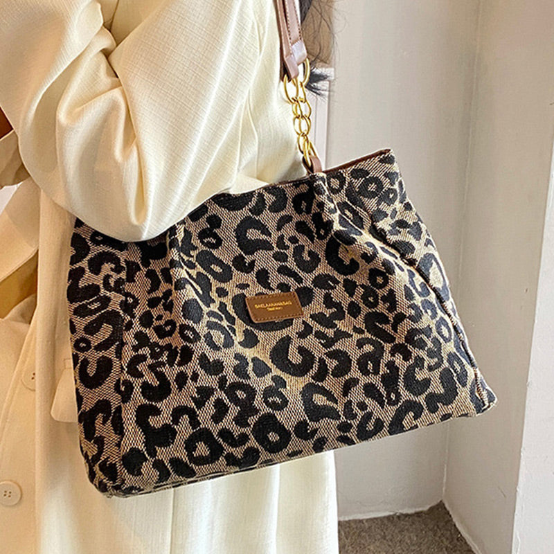 Bolso tote con estampado de leopardo
