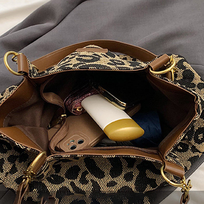 Bolso tote con estampado de leopardo