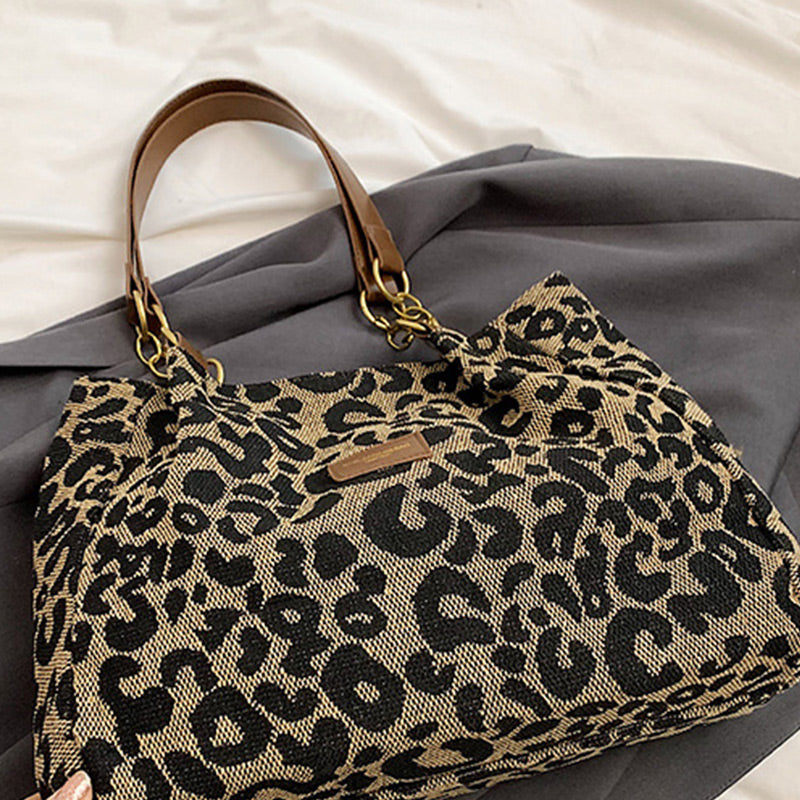 Bolso tote con estampado de leopardo
