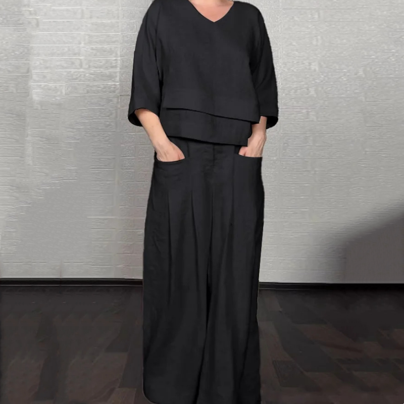 Elegante traje de algodón y lino