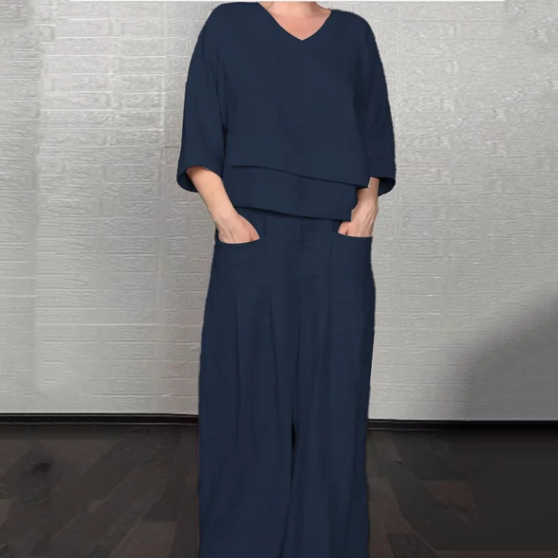 Elegante traje de algodón y lino