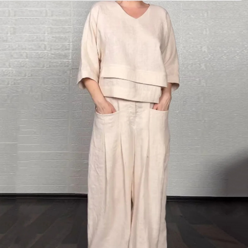 Elegante traje de algodón y lino