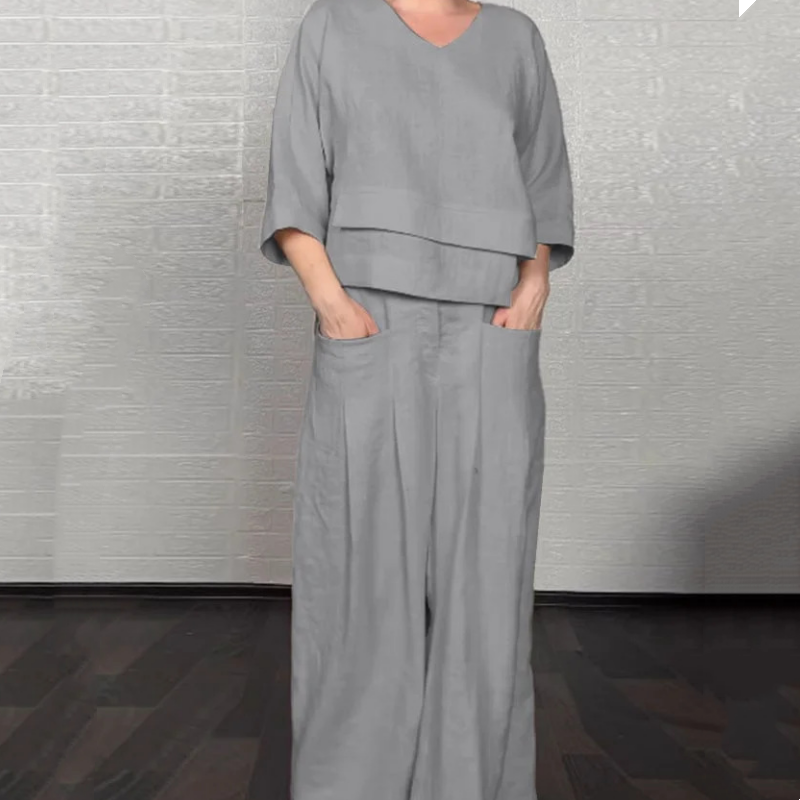 Elegante traje de algodón y lino